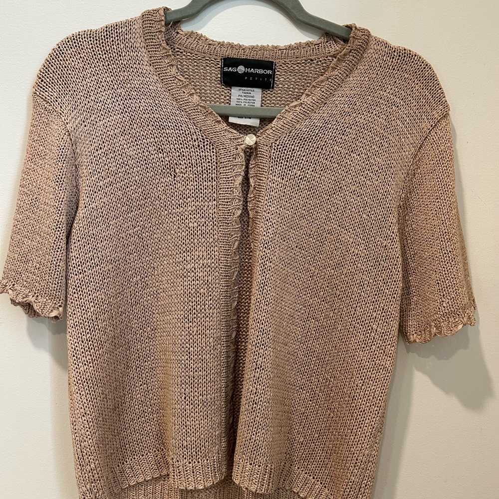 Sag Harbor Short Sleeve Knit Cardigan in Dusty Rose